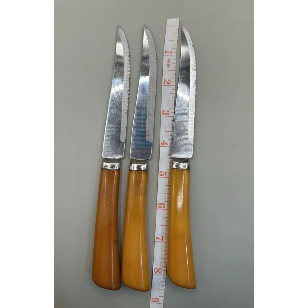 Vintage Bakelite Handle Steak Knives Set of 3 Sheffield Stainless England